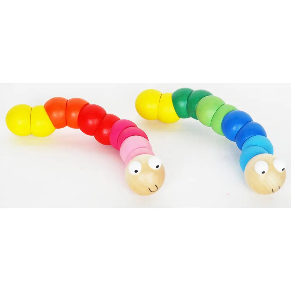 Colorful toy caterpillar on a white background