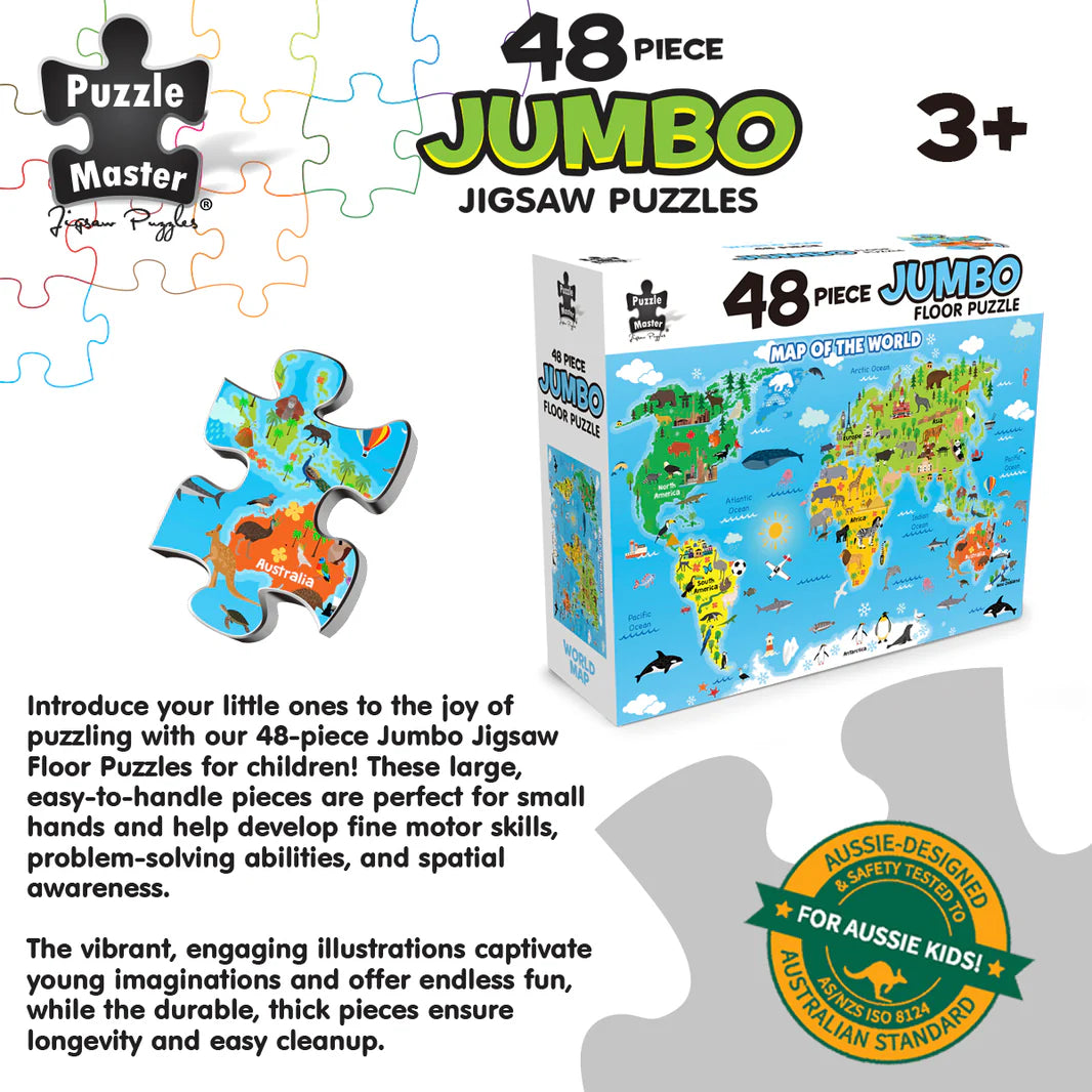 PUZZLE MASTER 48 PIECE JUMBO FLOOR PUZZLE | WORLD MAP