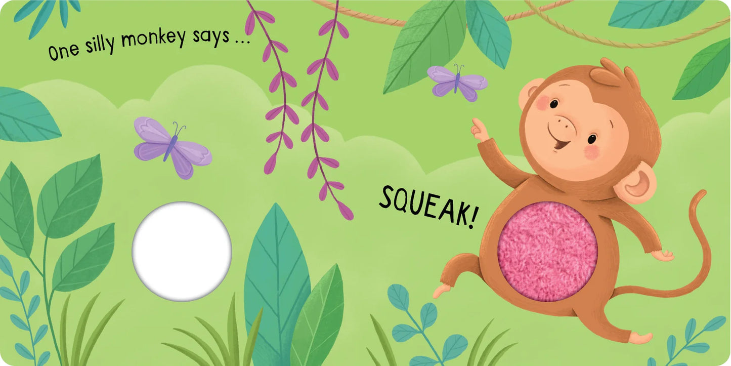 Kids Squeaky Plush Board Book - Five Silly Monkeys