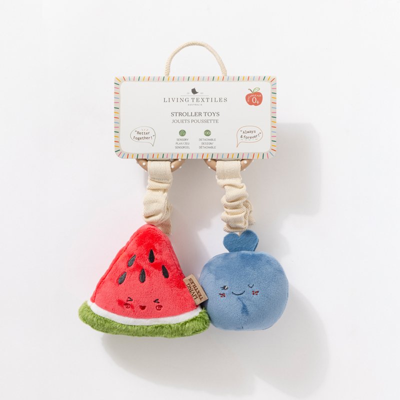 LIVING TEXTILES STROLLER TOYS 2 PACK | WATERMELON AND BLUEBERRY