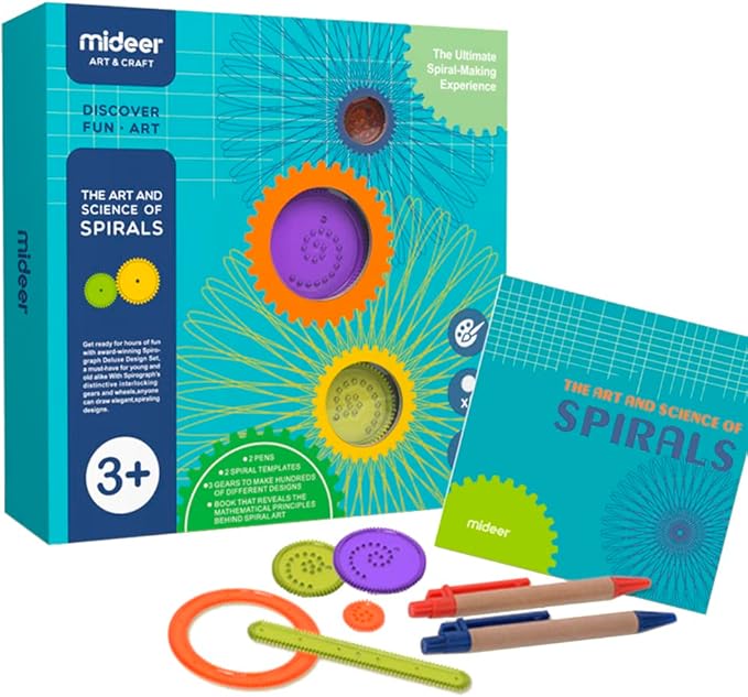 mideer art & craft kit packaging with colorful spiral models and pens on a white background