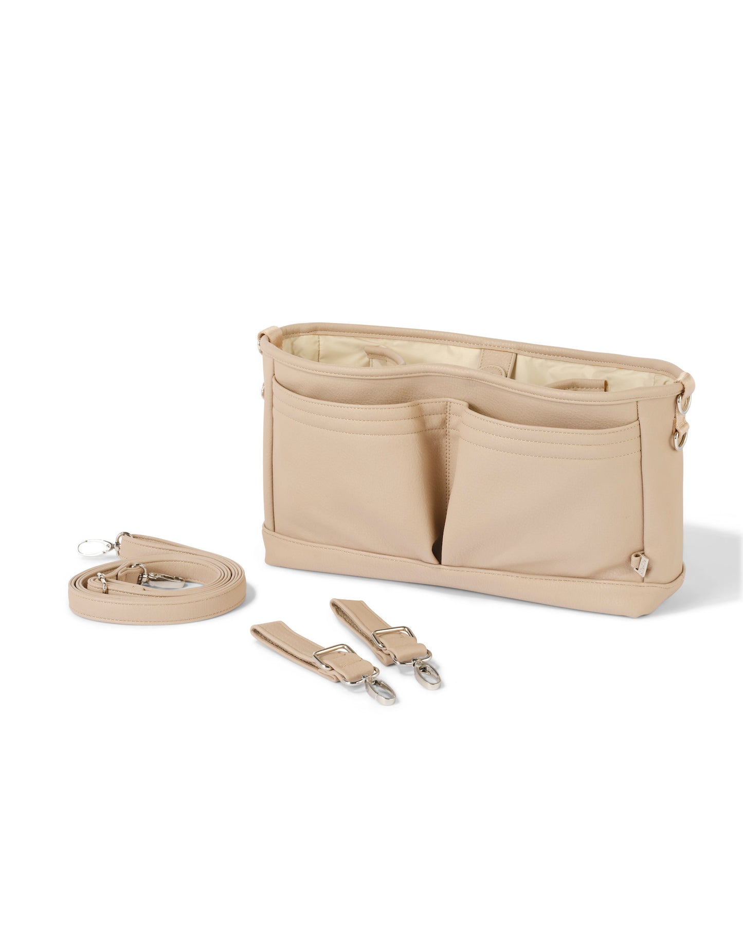 Oioi Vegan Leather Stroller Organiser/Pram Caddy - Oat