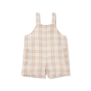 Aster and Oak Cotton Muslin Overall - Taupe Gingham