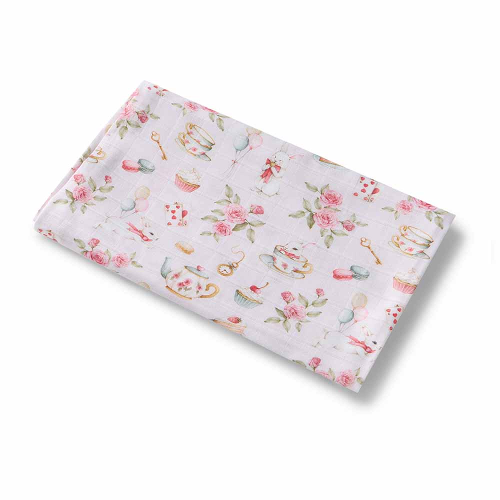 Snuggle Hunny Organic Cotton Muslin Wrap - Alice's Tea Party