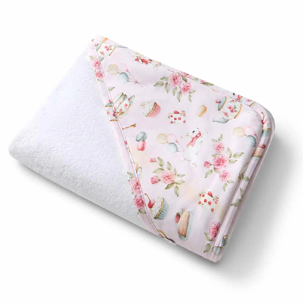 Snuggle Hunny Hooded Organic Cotton Towel - Alice's Tea Party