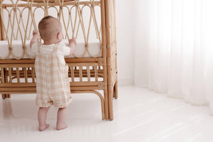 Aster and Oak Cotton Muslin Overall - Taupe Gingham