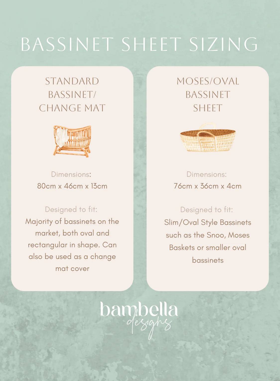 Bambella Waterproof Fitted Bassinet & Change Pad Cover - Dusty Blue