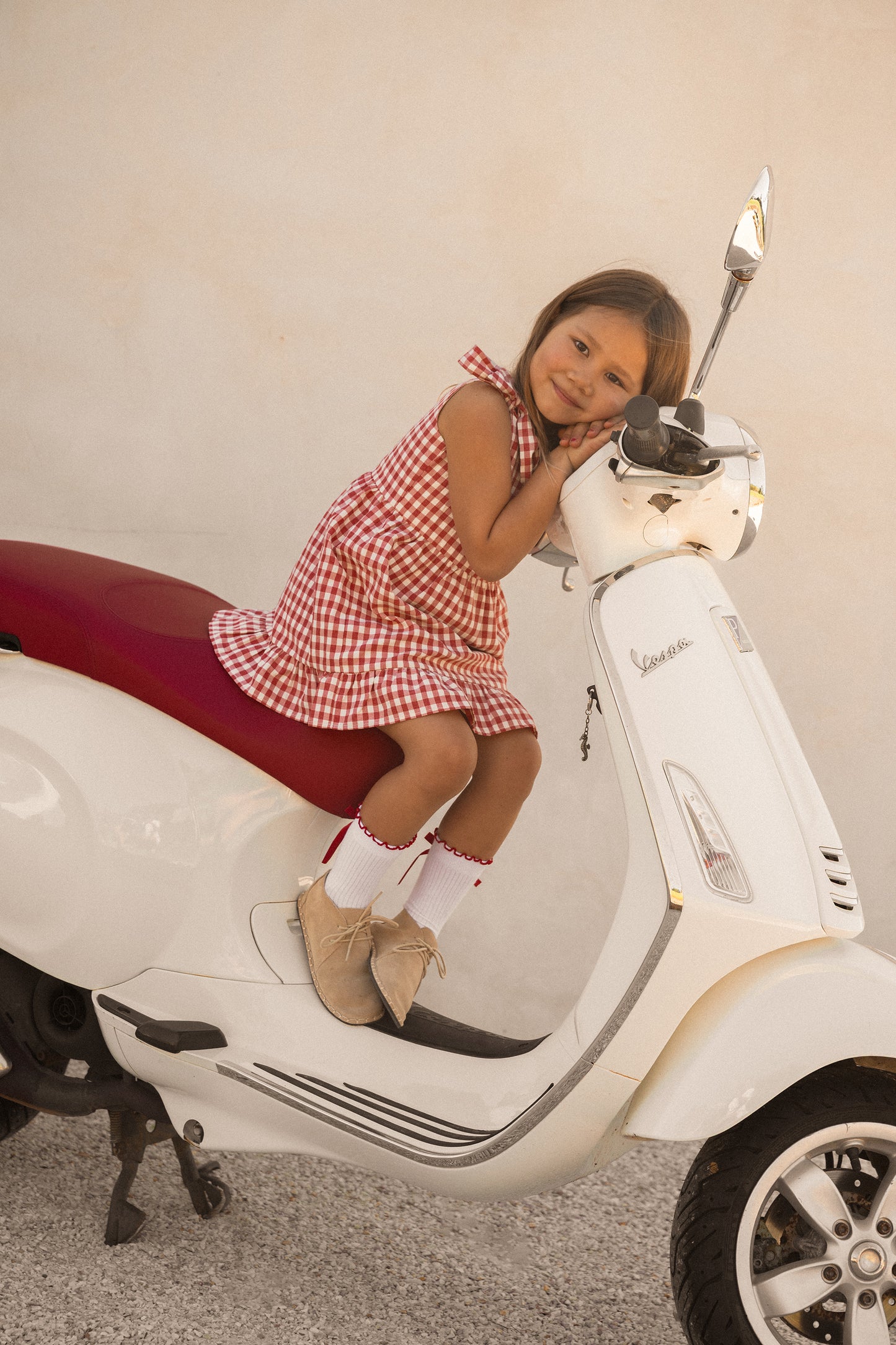 CINNAMON BABY GINGHAM DRESS | CRIMSON