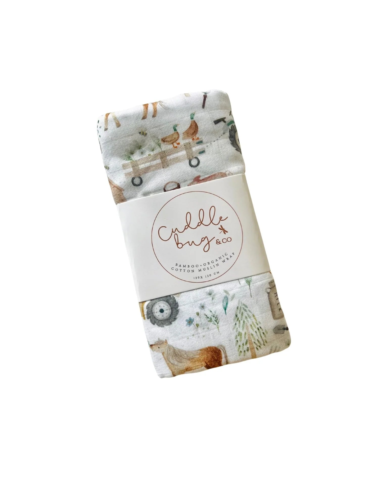 Mini and Me Bamboo Muslin Swaddle - Farm Life