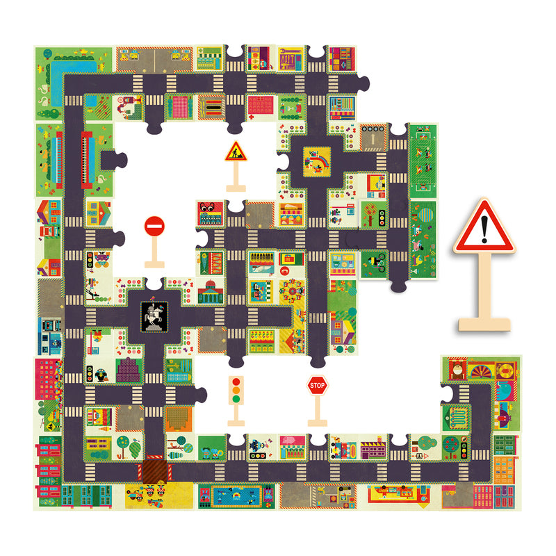 DJECO CITY ROAD 24 PCE GIANT POP TO PLAY PUZZLE