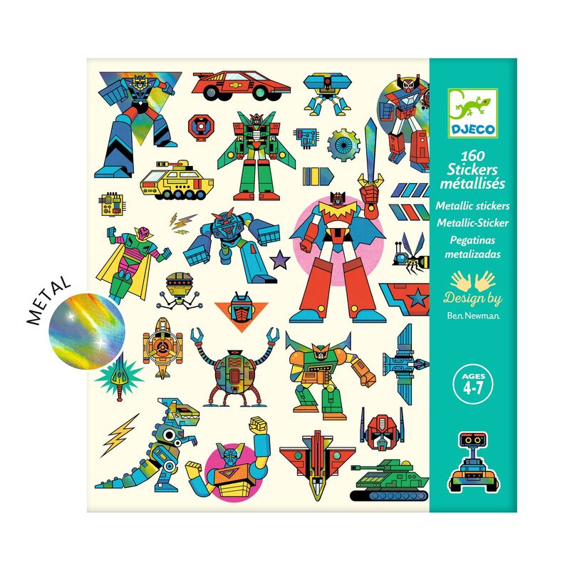 Djeco 160 Pce Metaliic Stickers - Robot