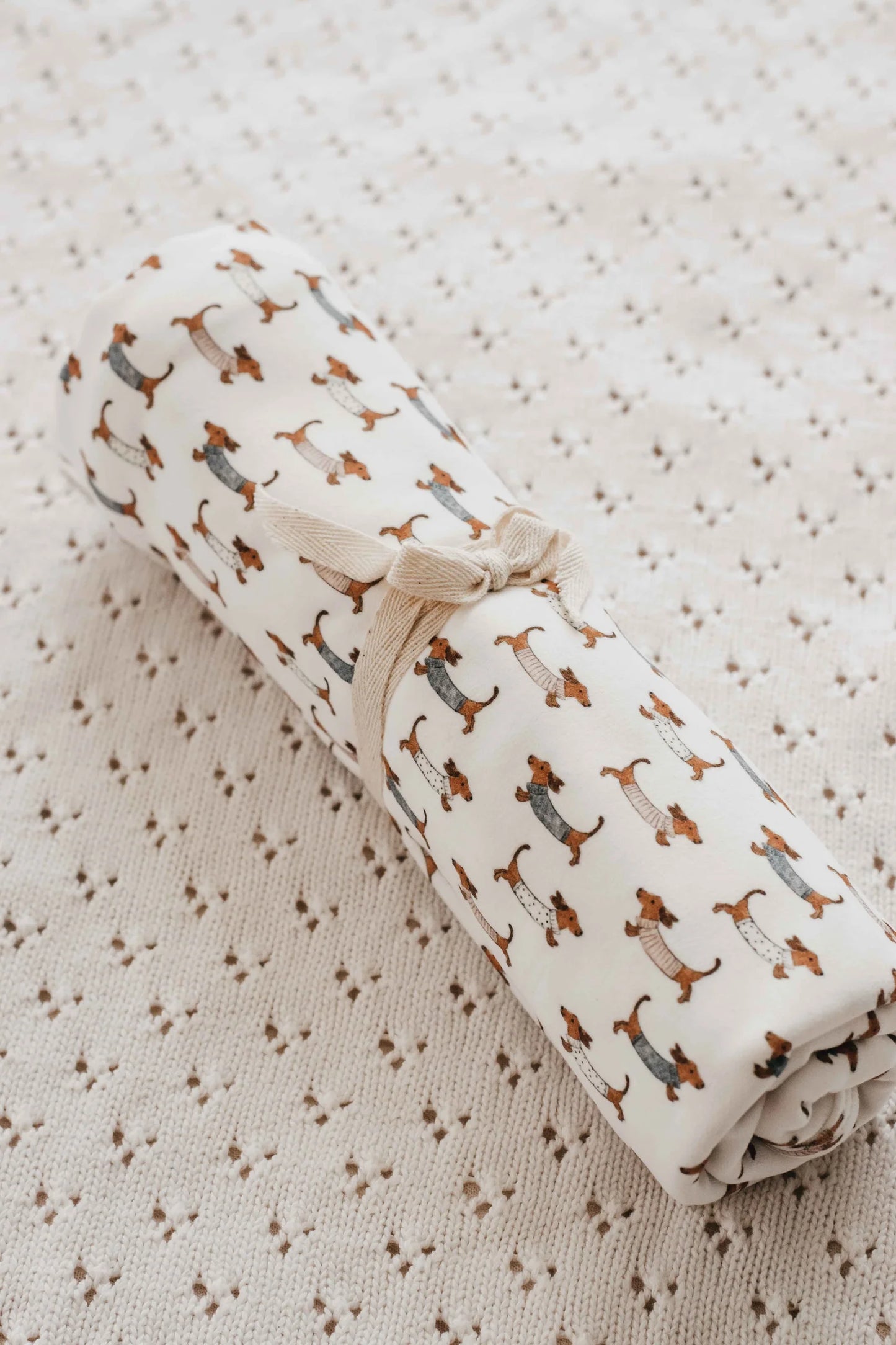 BENCER AND HAZELNUT JERSEY SWADDLE | SILLY SAUSAGE
