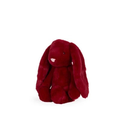 Red plush bunny toy on a white background