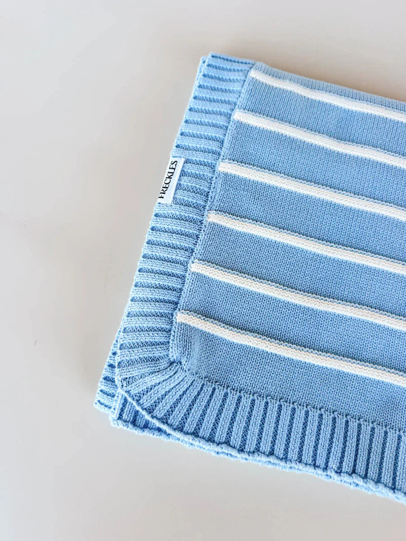 FRECKLES THE LABEL RAISED STRIPE KNIT BLANKET | ARTIC