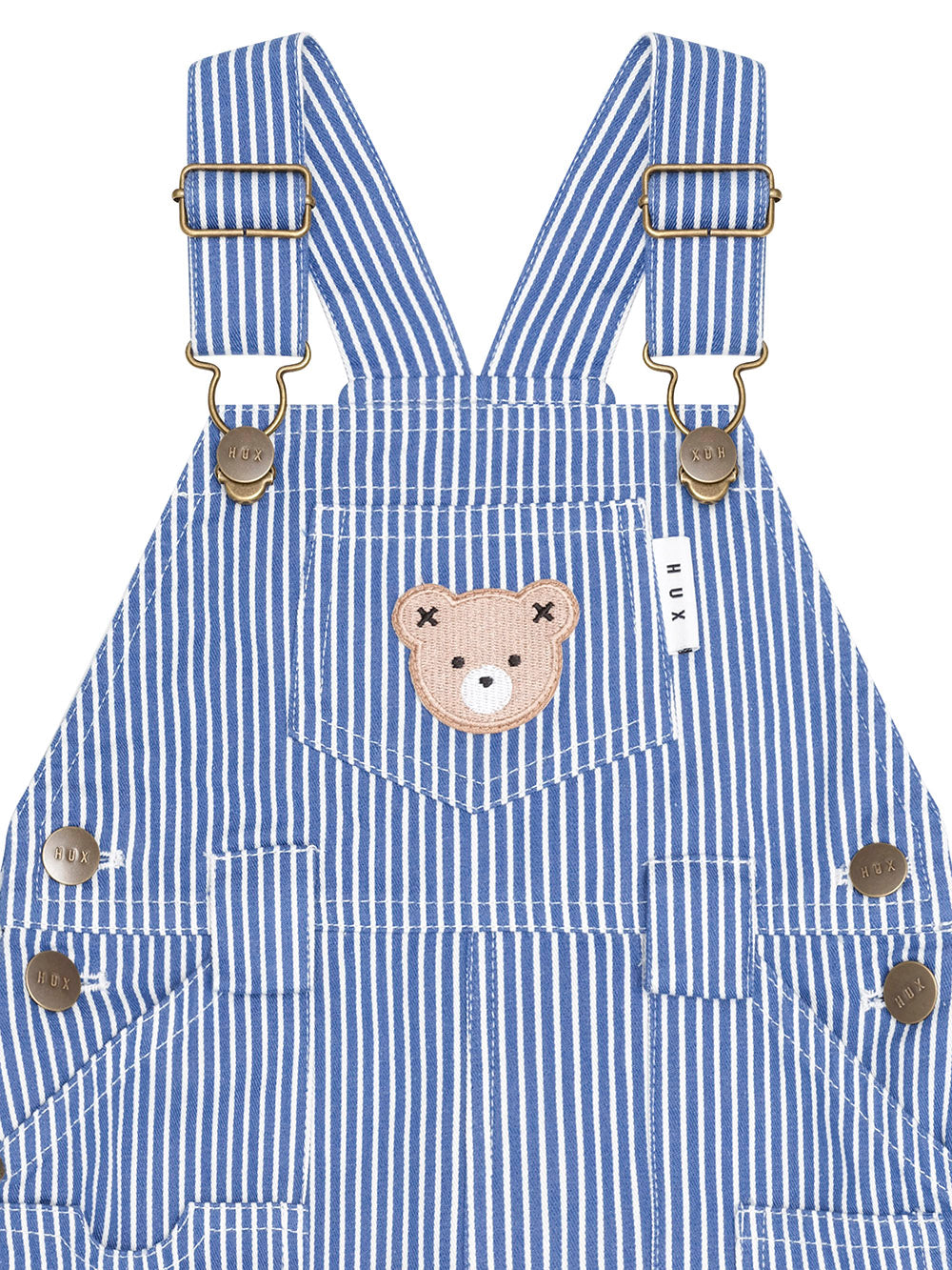 HUXBABY | COBALT STRIPE CARPENTER SHORT OVERALL