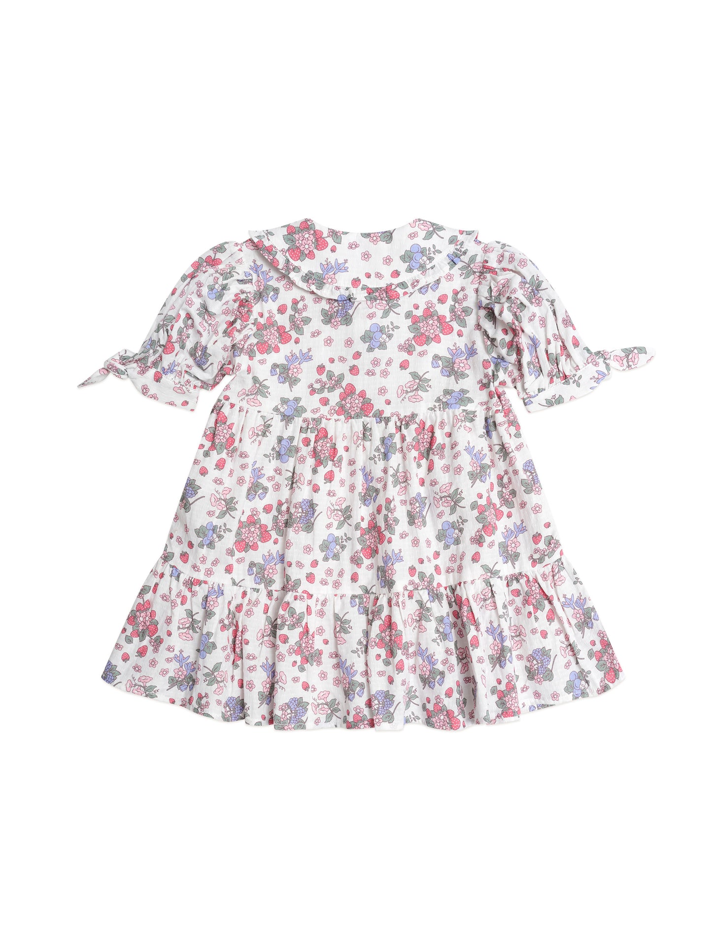 HUXBABY STRAWBERRY GARDEN TIERED SMOCK DRESS