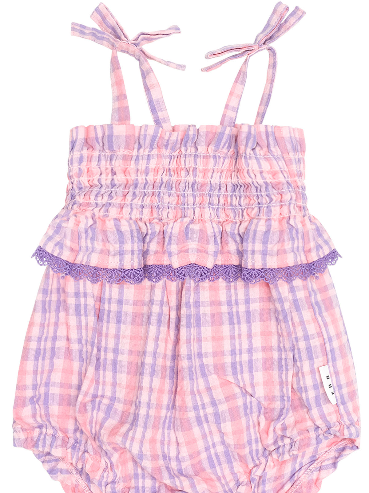 HUXBABY | TIE ROMPER | TROPICAL CHECK