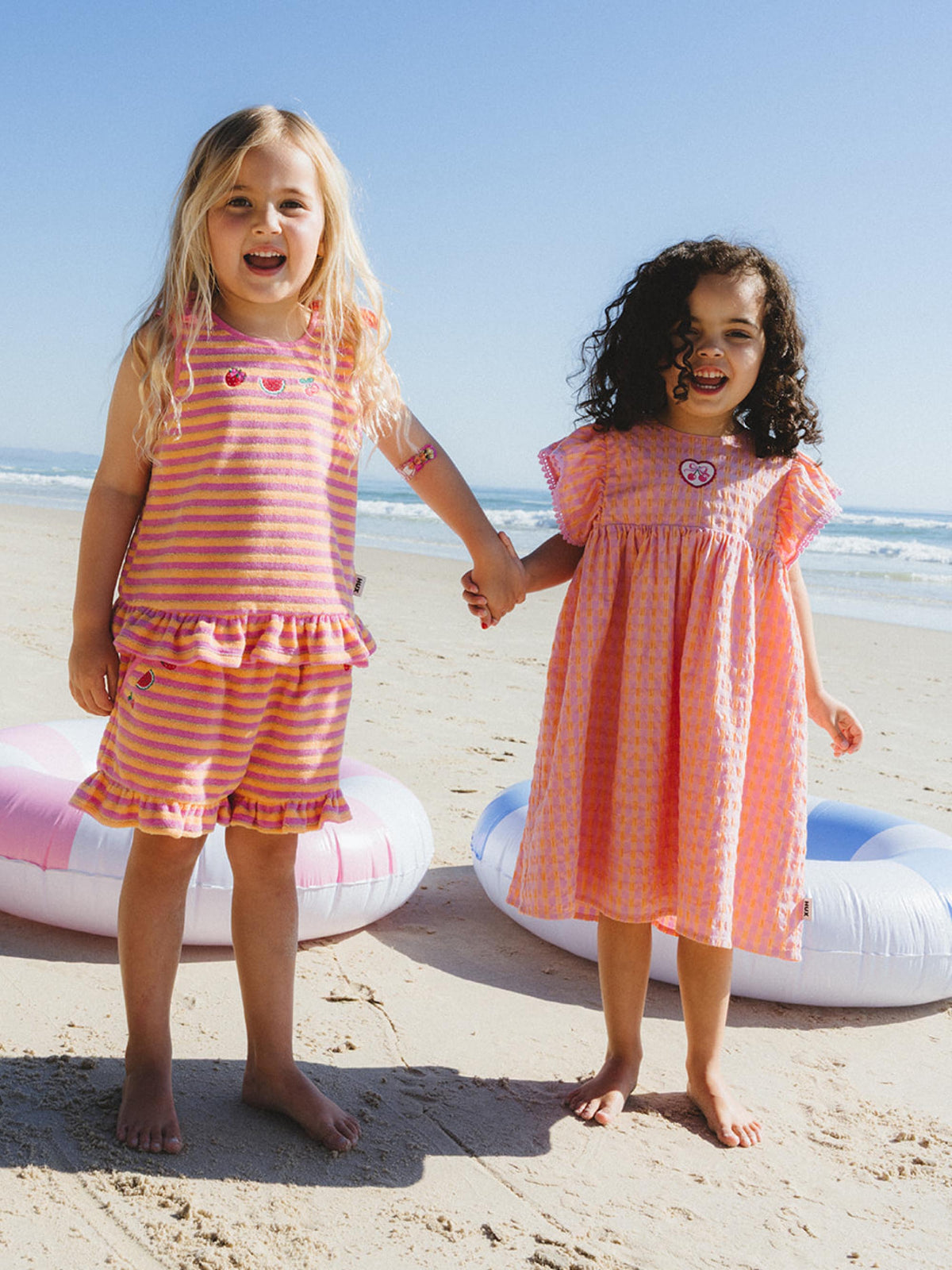 HUXBABY | SEERSUCKER DRESS | MANGO SHERBET