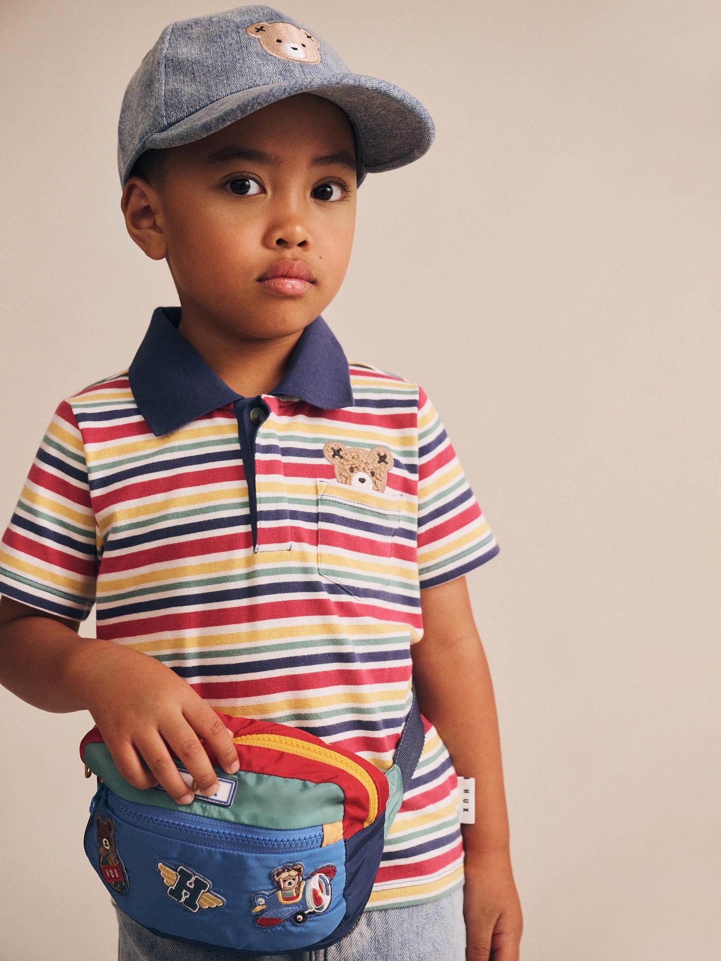HUXBABY POLO TEE VINTAGE STRIPE