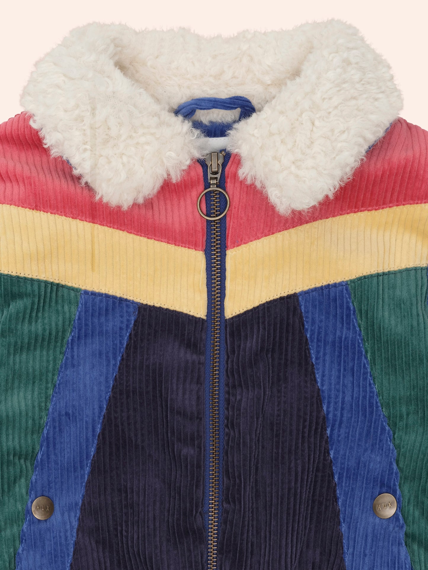 HUXBABY COLOUR BLOCK CORD JACKET | BLUE