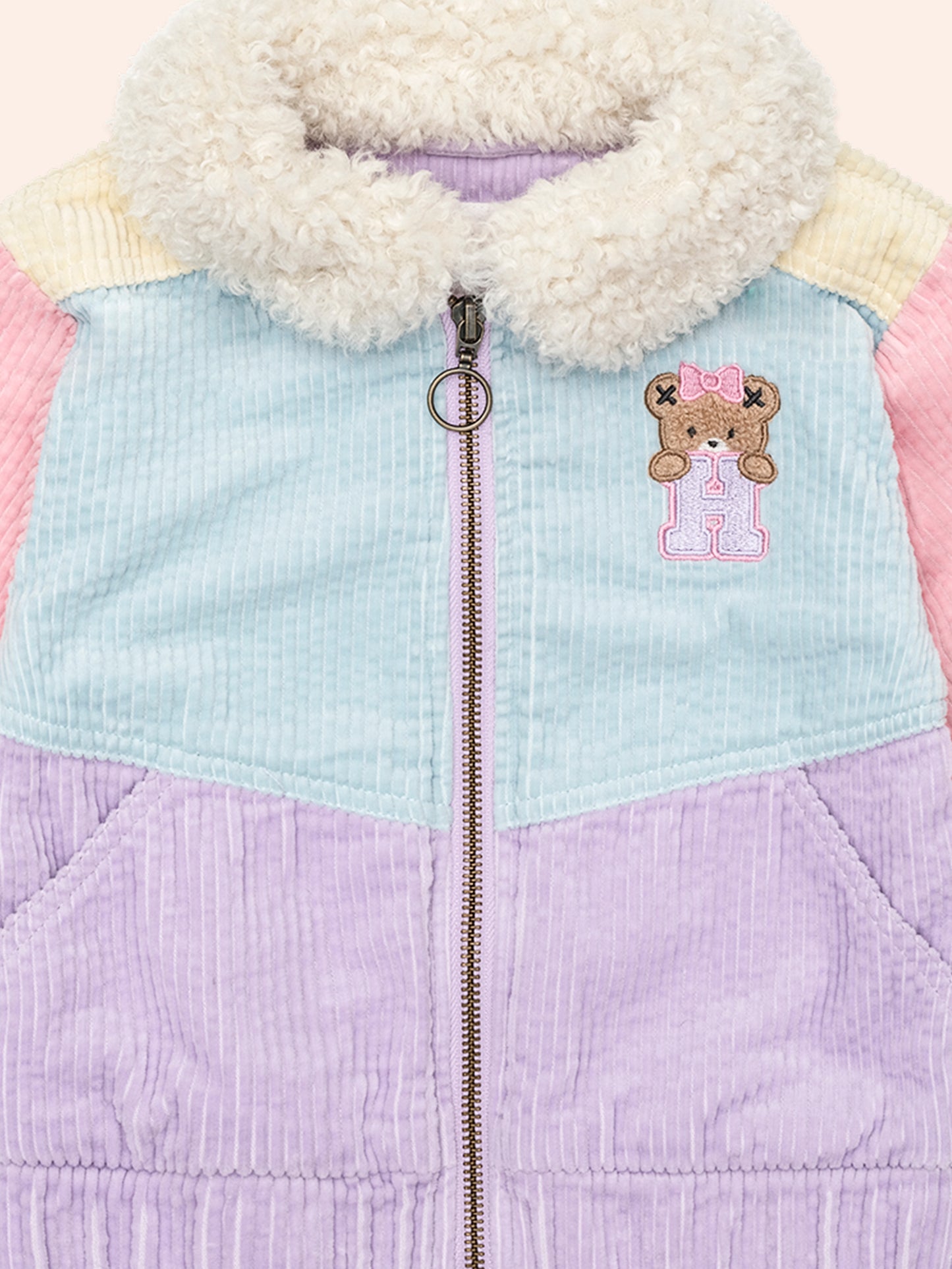 HUXBABY BLUSH COLOUR BLOCK CORD JACKET