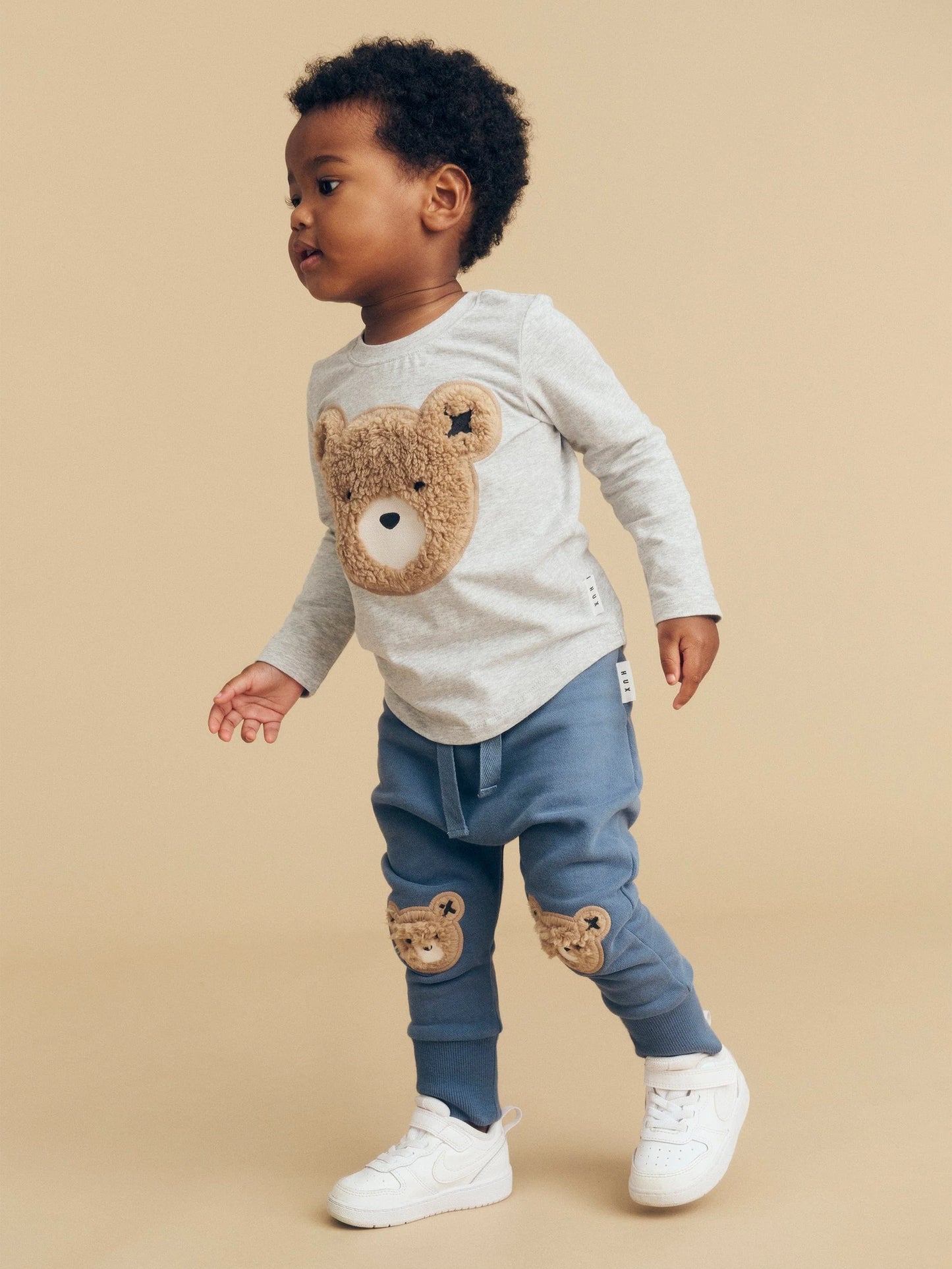 Huxbaby Organic Cotton Long Sleeve Top - Grey Marle Furry Huxbear