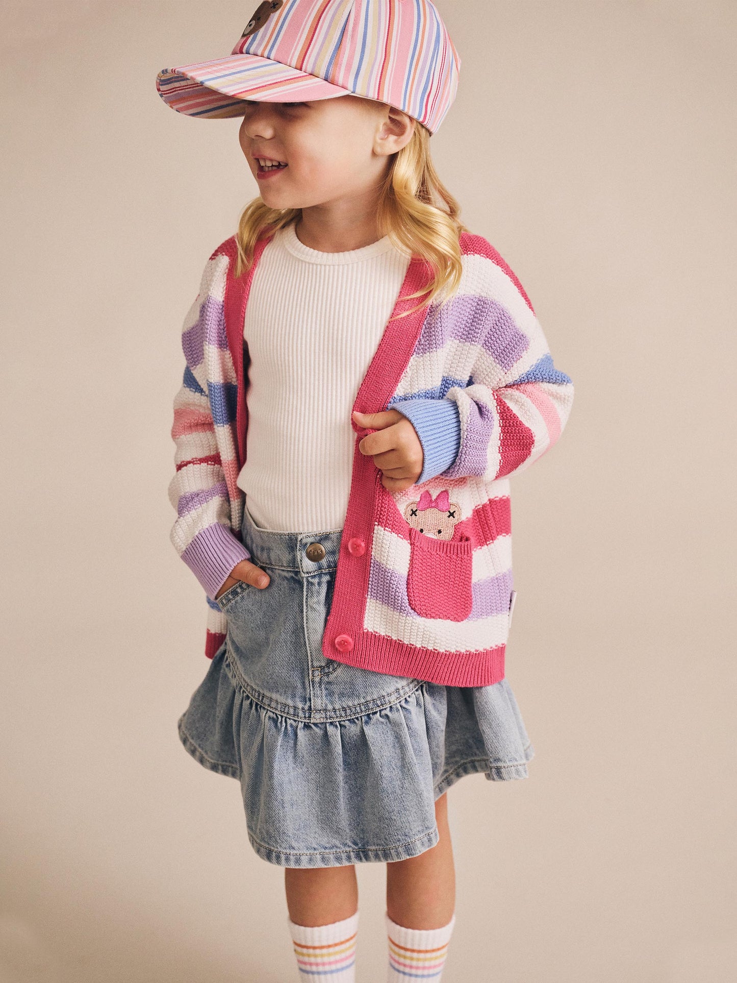 HUXBABY PASTEL STRIPE HUXBEAR HAT