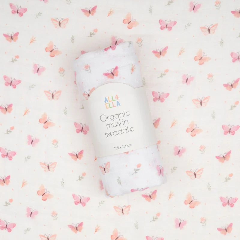 ALL 4 ELLA COTTON MUSLIN SWADDLE | SWEET BUTTERFLY