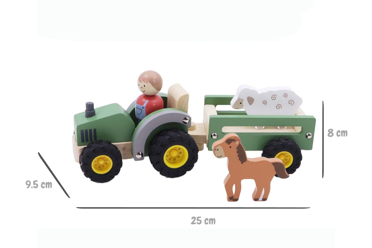 Kaper Kidz Wooden Tractor and Farm Animals | Green
