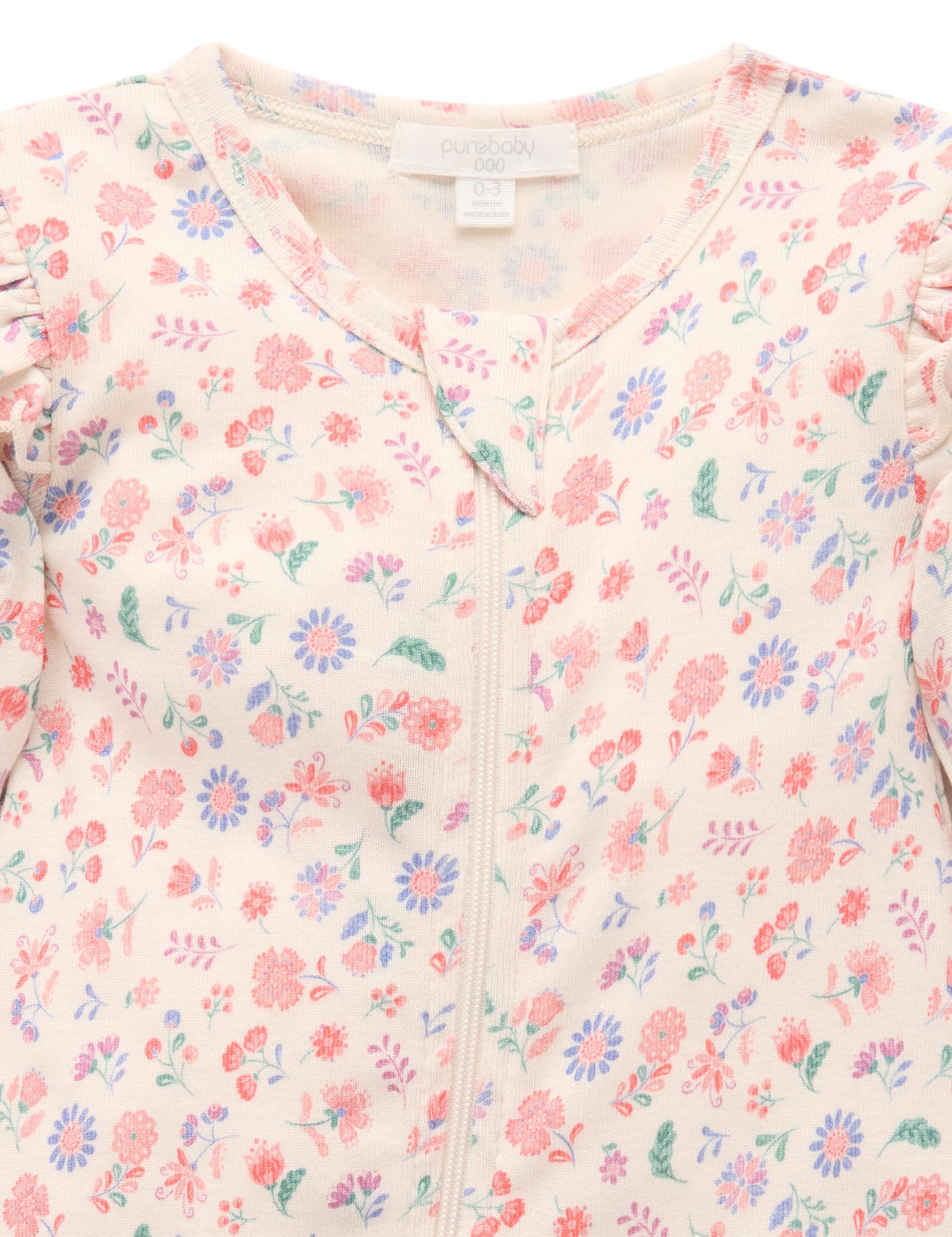 PUREBABY ZIP GROWSUIT | FLORAL