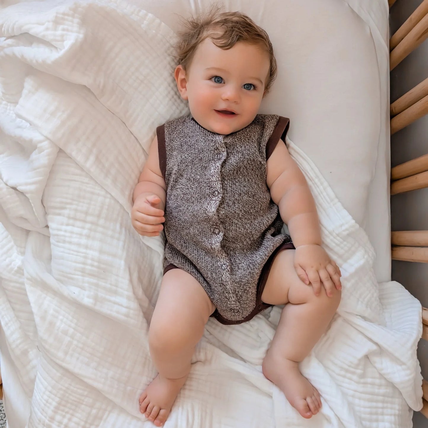 BLOSSOM AND PEAR SPRINKLE KNIT ROMPER | ESPRESSO