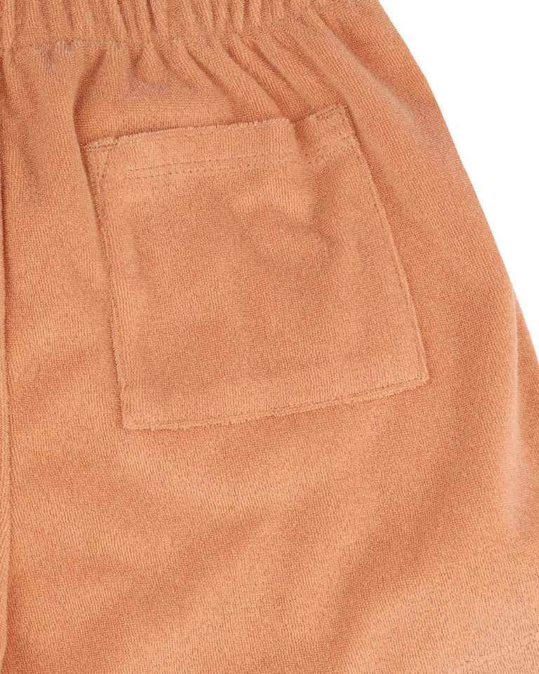 FOX AND FINCH | CARAMEL SIDE STRIPE TOWELLING SHORTS