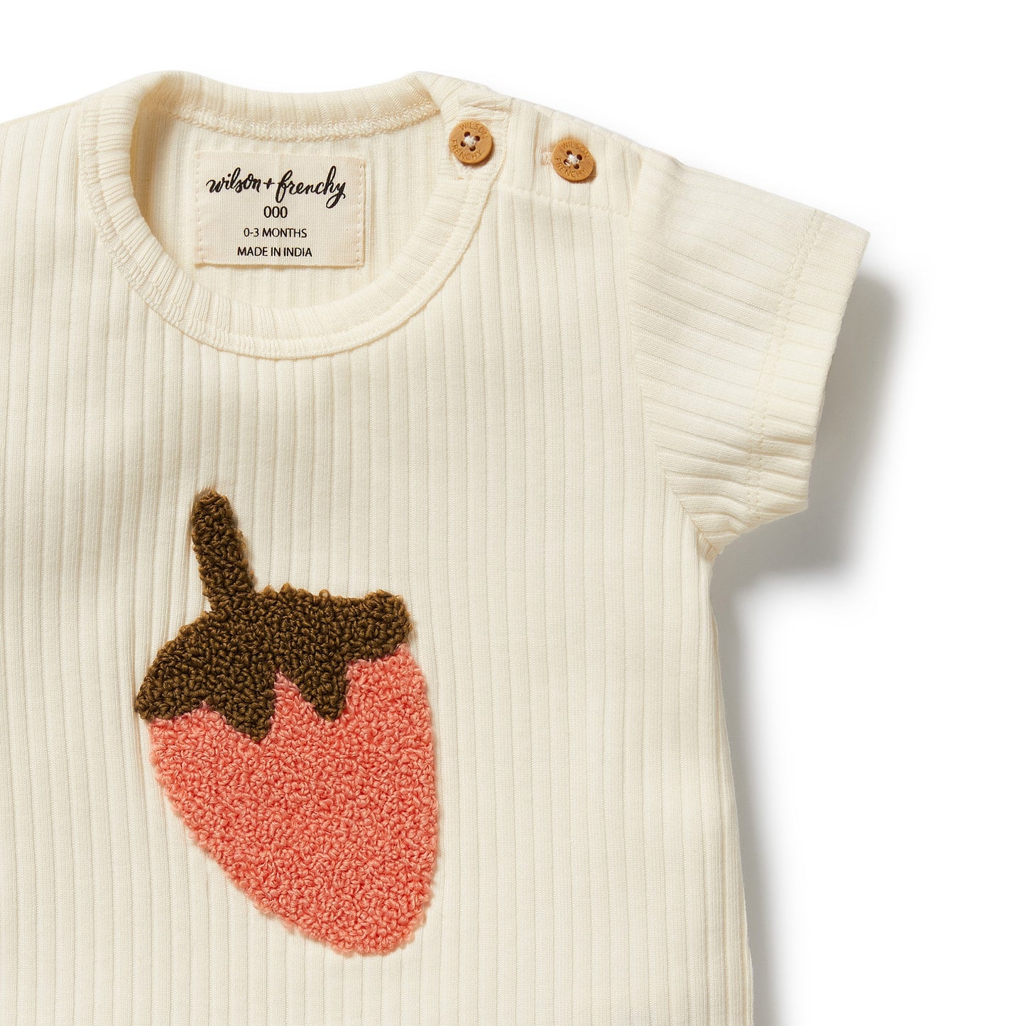 WILSON AND FRENCHY ORGANIC COTTON EMBROIDERED TEE | STRAWBERRY KISSES