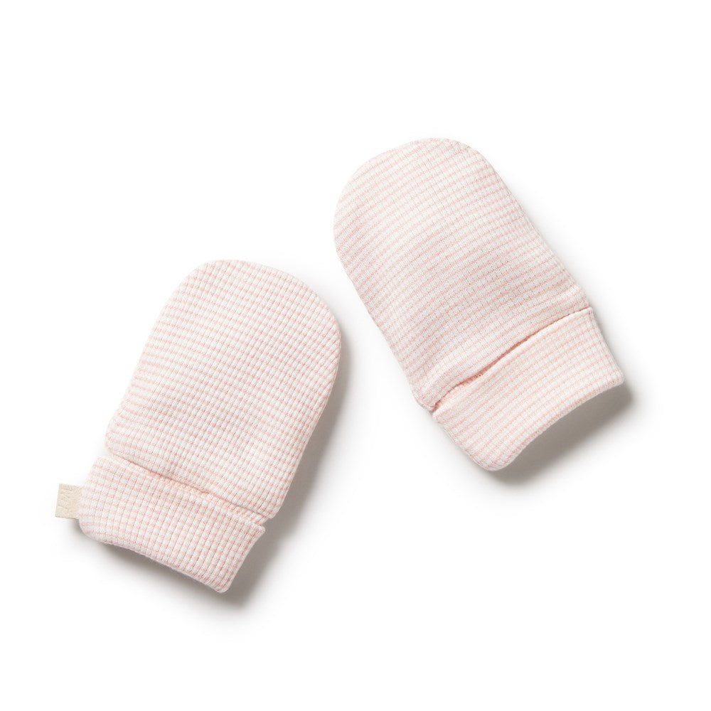 Wilson and Frenchy Organic Stripe Rib Mittens - Cantaloupe - Angus & Dudley Collections