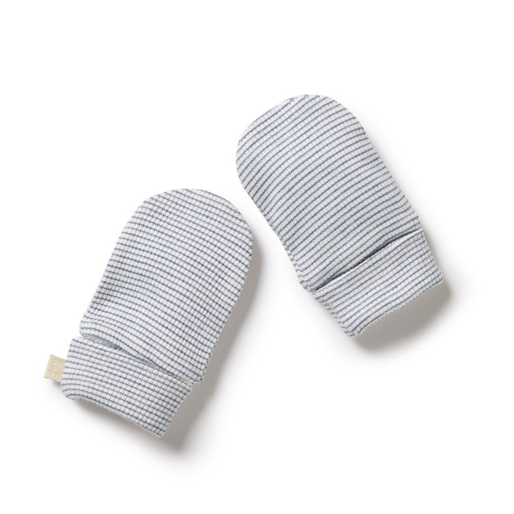 Wilson and Frenchy Organic Stripe Rib Mittens - Rain Drop