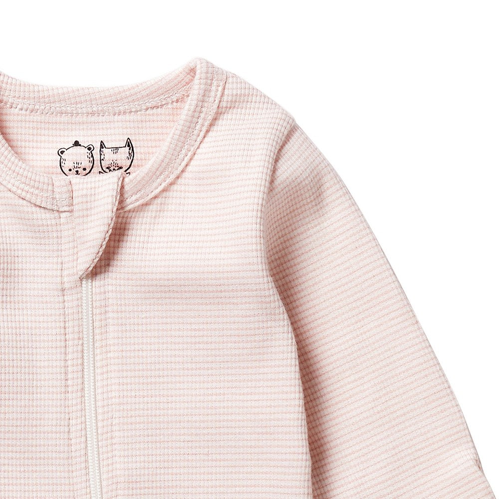 Wilson and Frenchy Organic Stripe Rib Growsuit - Cantaloupe