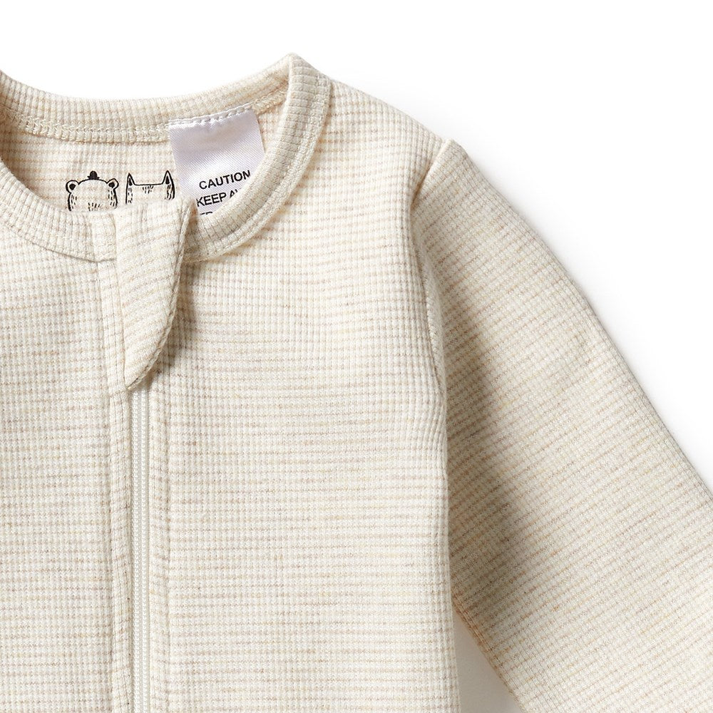 Wilson and Frenchy Organic Stripe Rib Growsuit - Oatmeal
