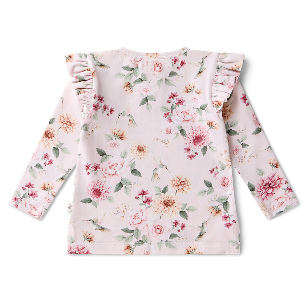 SNUGGLE HUNNY ORGANIC LONG SLEEVE FRILL TOP | BIRDS AND BLOOMS