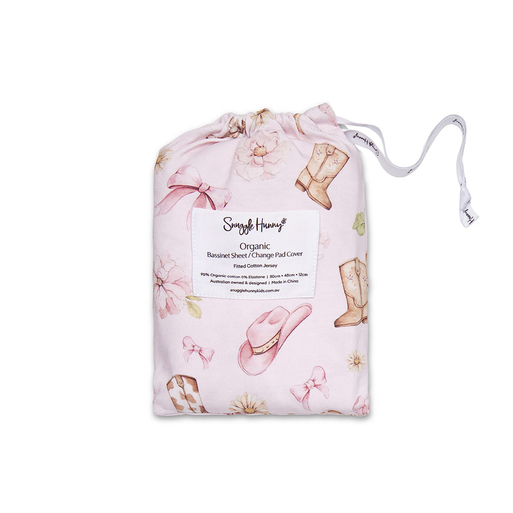 SNUGGLE HUNNY | FITTED BASSINET AND CHANGE PAD COVER | BOOTS AND BOWS
