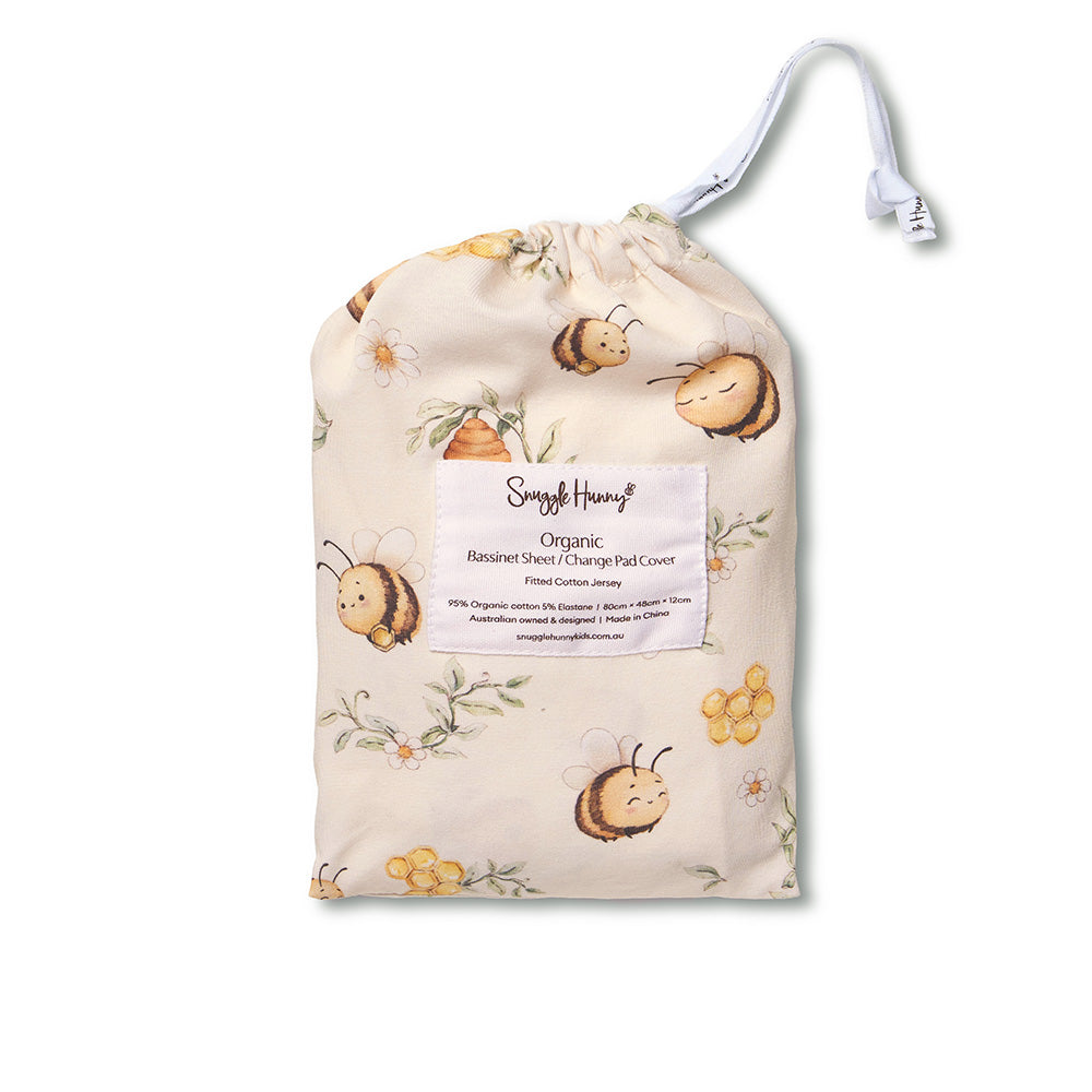 SNUGGLE HUNNY | FITTED BASSINET AND CHANGE PAD COVER | BUMBLEBEES