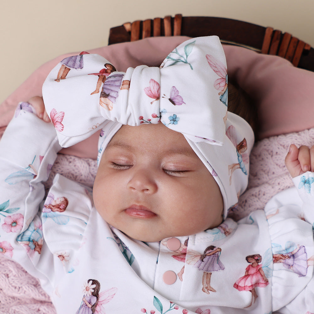 SNUGGLE HUNNY ORGANIC COTTON OVERSIZED BOW | FAIRY GARDEN
