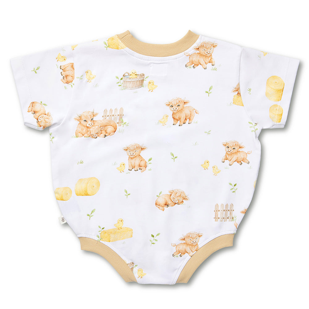 SNUGGLE HUNNY | ORGANIC OVERSIZED ROMPER | HIGHLAND COWS
