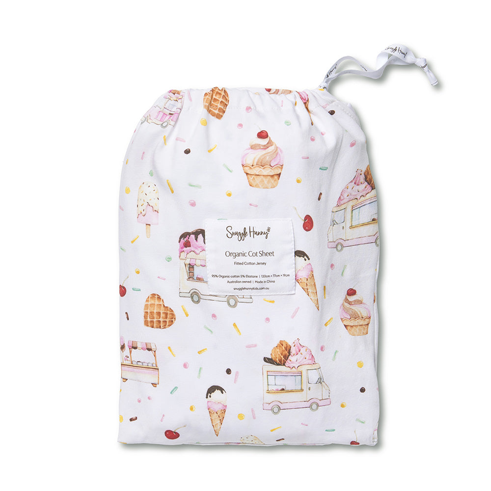 SNUGGLE HUNNY | FITTED COT SHEET | ICE CREAMS