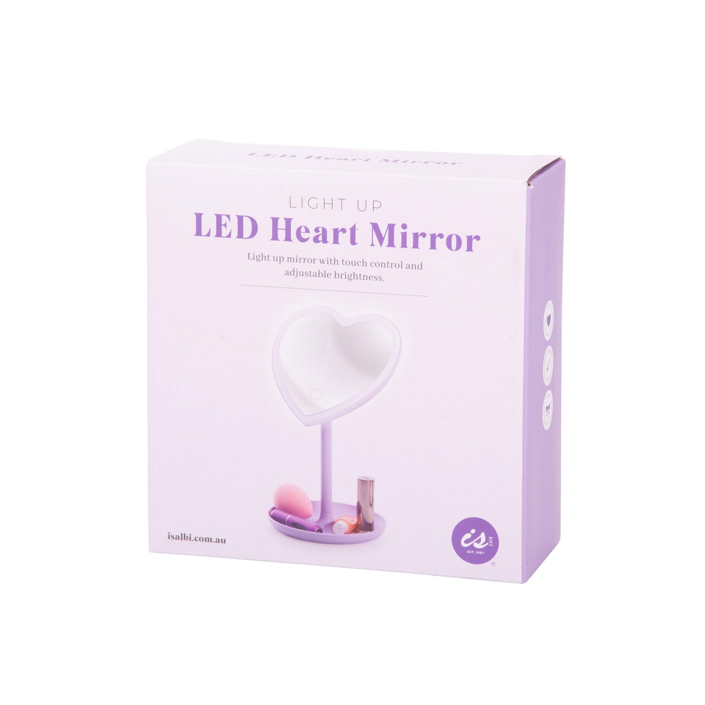 ISGIFT LIGHT UP LED HEART MIRROR PURPLE
