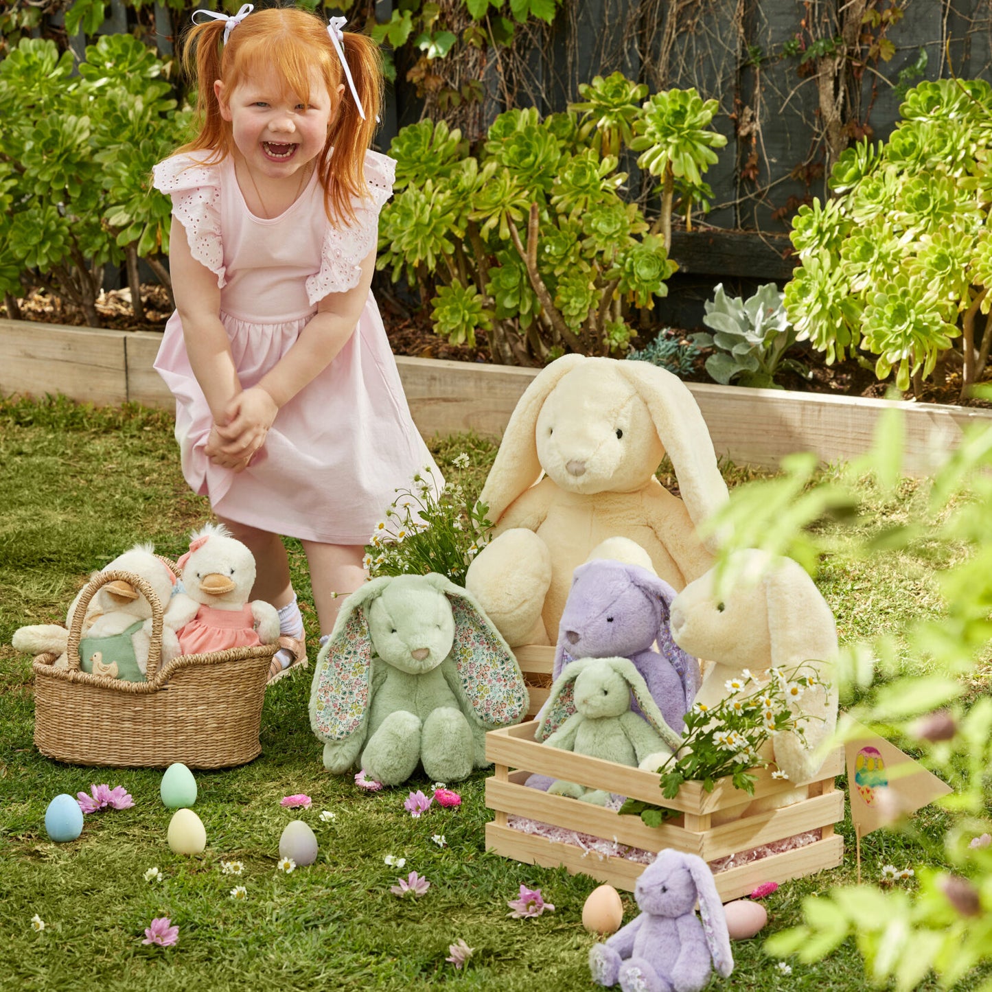 JIGGLE AND GIGGLE MEDIUM SOFT TOY BUNNY | LILAC FLORAL