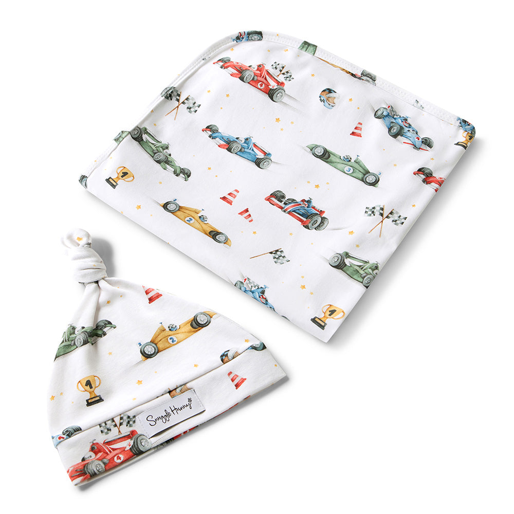 Snuggle Hunny Jersey Wrap and Beanie Set | Little Racers