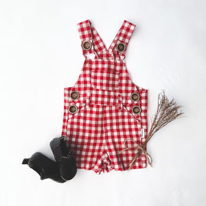 Love Henry Ned Dungaree - Red Check