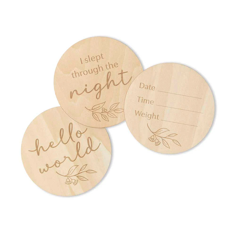 Snuggle Hunny Wooden Milestone Discs - Gumleaf