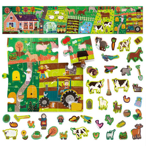 Montessori Puzzle and Stickers - Farm