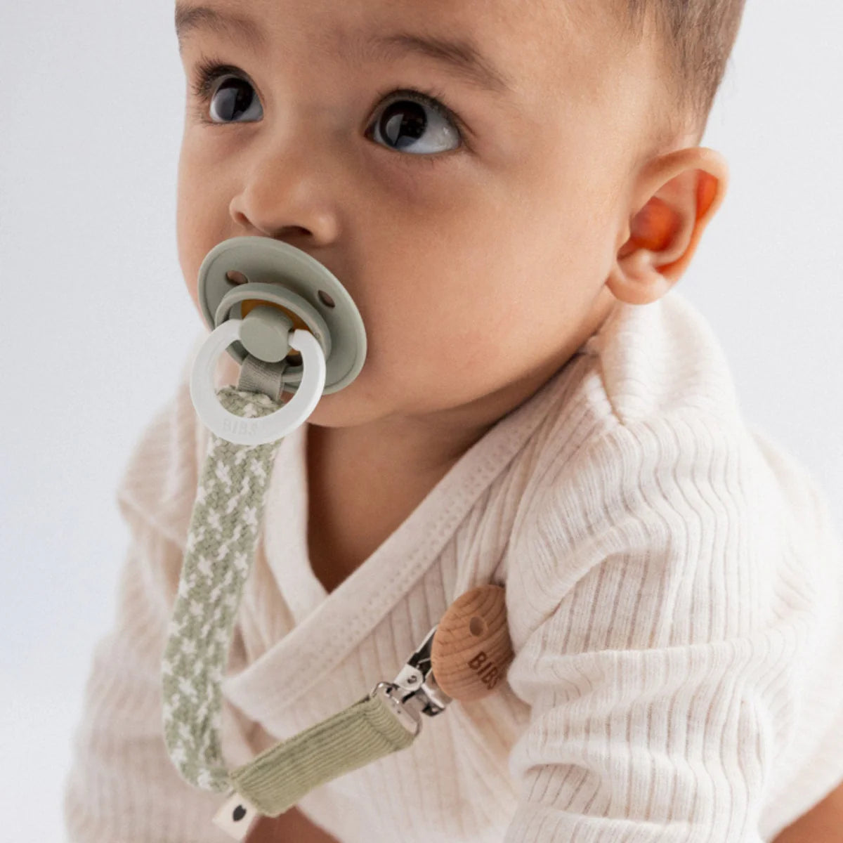 Bibs Dummy Clip - Baby Blue/Ivory